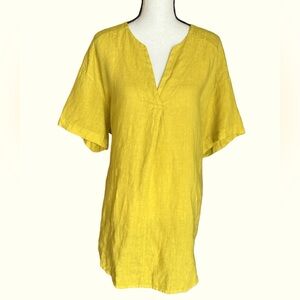 NT‎ By Amati Olives Green  Lagenlook One Size Tunic Top Linen Buttons